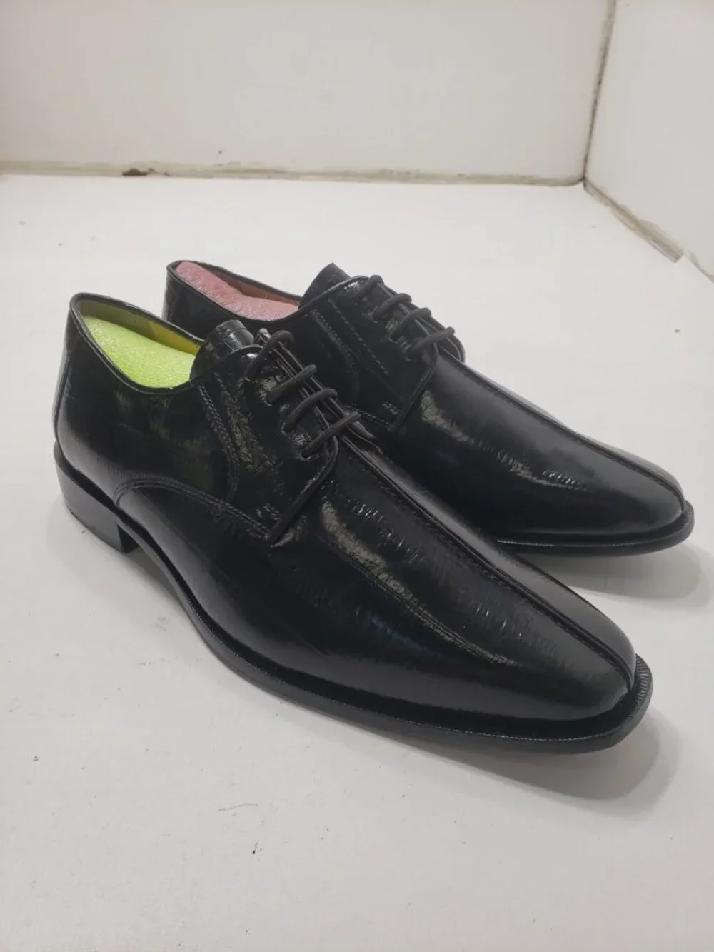 Giorgio Brutini Men's 10 M Black Leather Square Toe Lace Up Dress Shoes 210981
